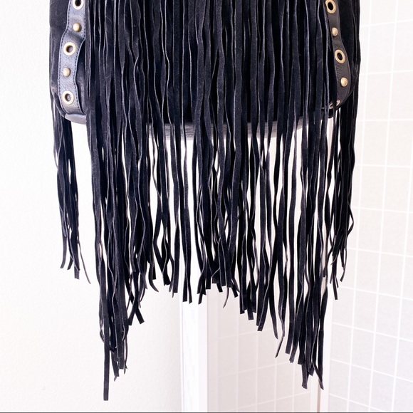 LD Black Faux Suede Fringe Crossbody Bag - Picture 7 of 17